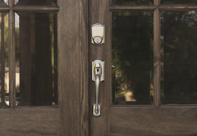 Exterior double door - Electronic lock - Schlage