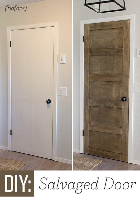 Hollow core door makeover to 5 panel door.