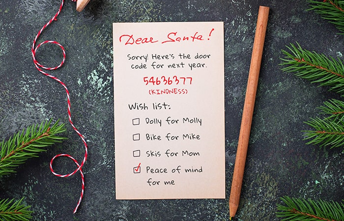 Letter to Santa with smart lock access code.