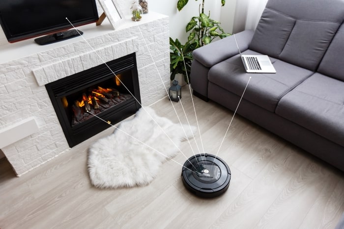 Roomba in living room.