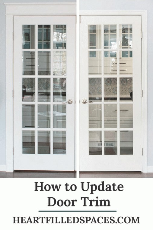 French doors with DIY farmhouse style trim.