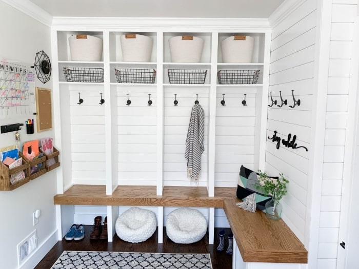 Mudroom with hooks.