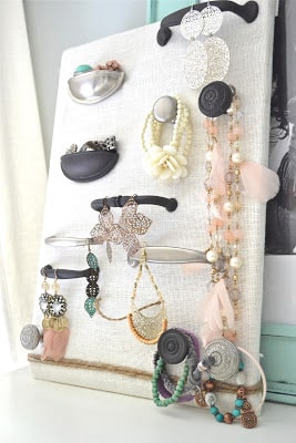 Hardware and door knobs used for jewelry organization