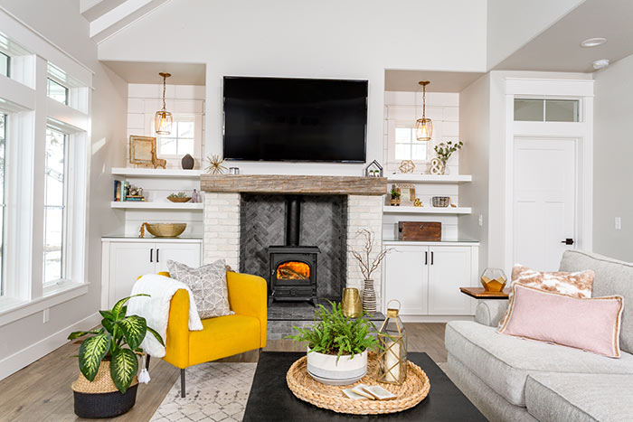 Modern farmhouse living room.