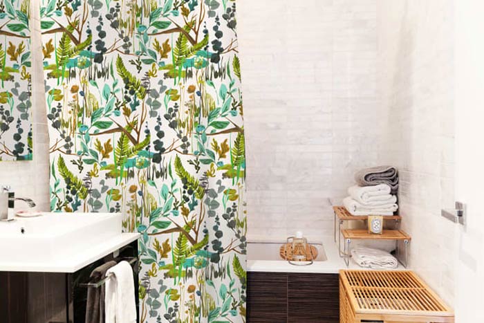 Shower curtain in Apartment Therapy's print of the year Wander.
