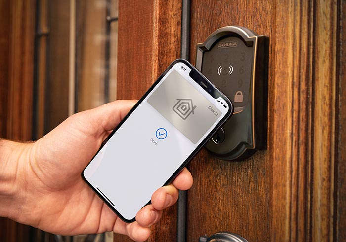  Appuyez pour déverrouiller la dernière serrure intelligente de Schlage grâce à la fonctionnalité Apple Home Keys.