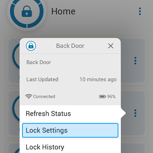 close up of lock settings screenshot in the Schlage Home App