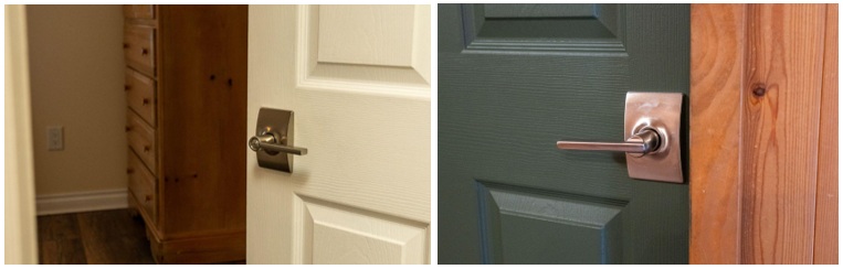 The Brolaws outfitted their cottage with Schlage Latitude door levers on interior entryways