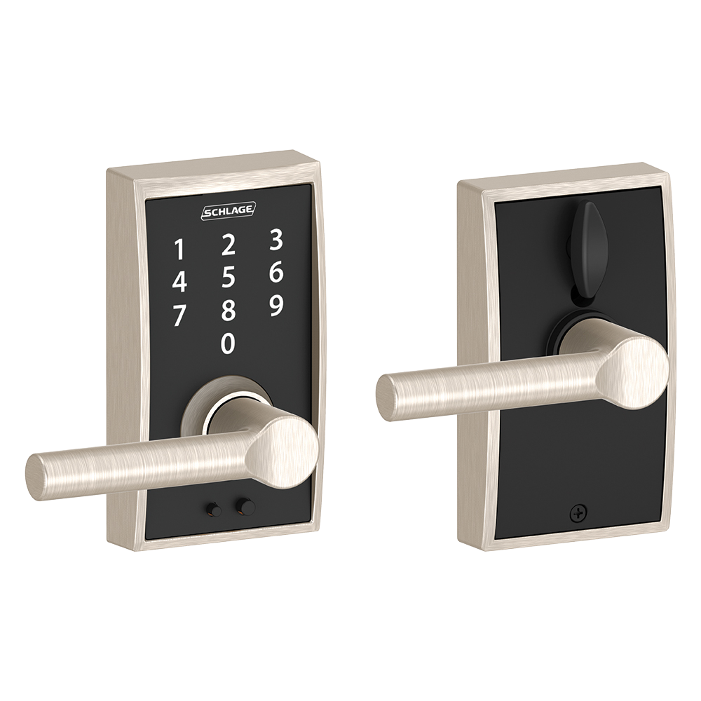 Schlage Touch Keyless Touchscreen Lever with Century trim and Broadway Lever