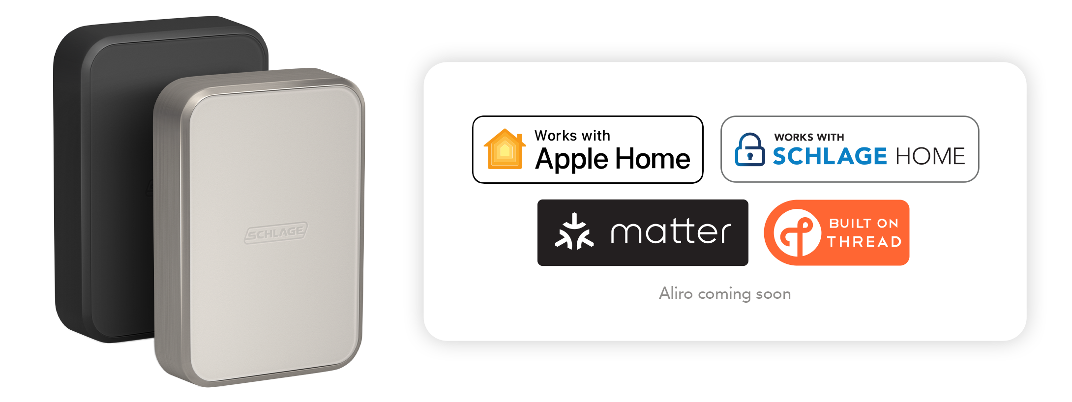 Rendu du produit de la serrure intelligente Schlage Sense Pro à ultra‑large bande; compatible avec Apple Home, Matter, Thread et l’app Schlage Home