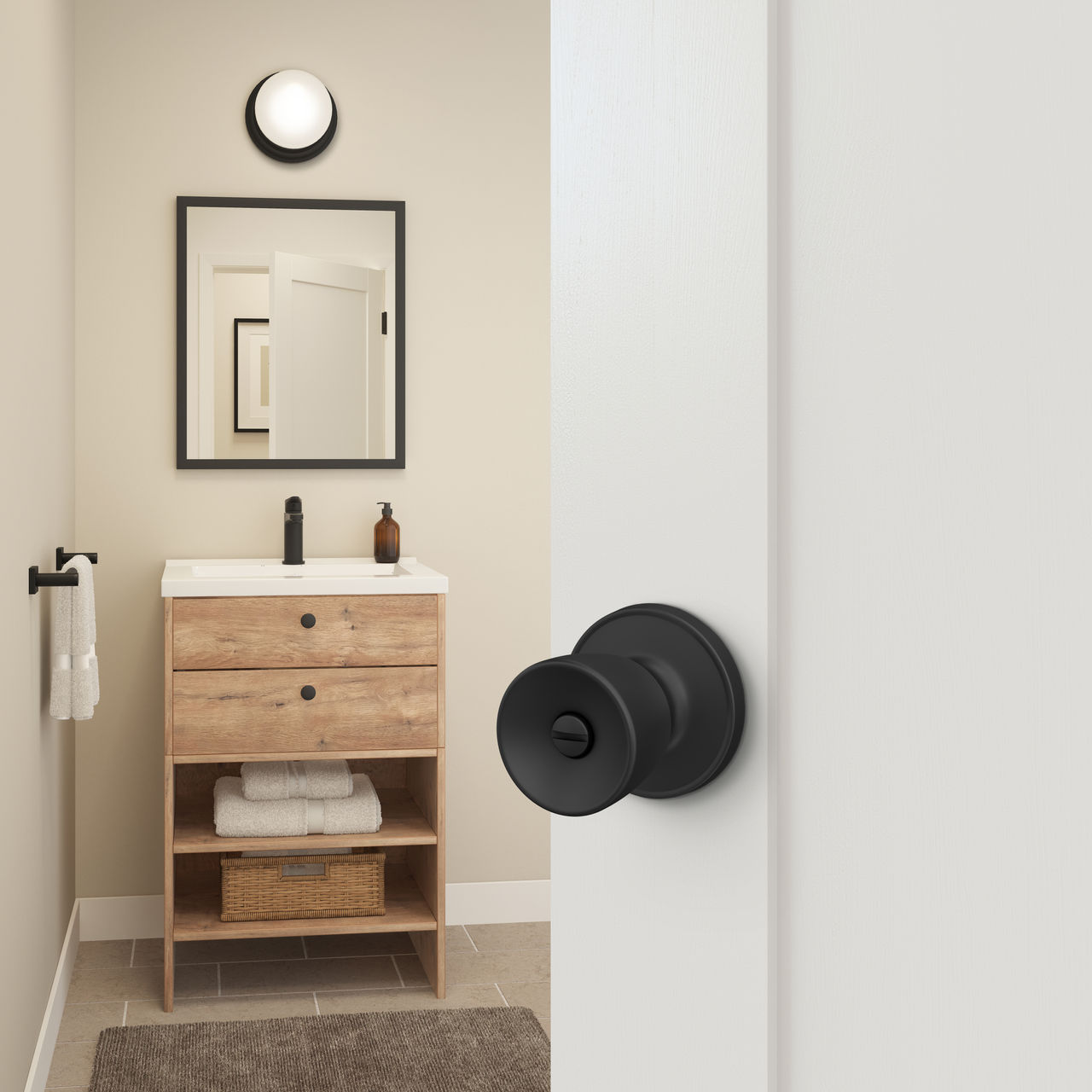 Schlage Home Essentials Banyan Bed and Bath Locking Door Knob