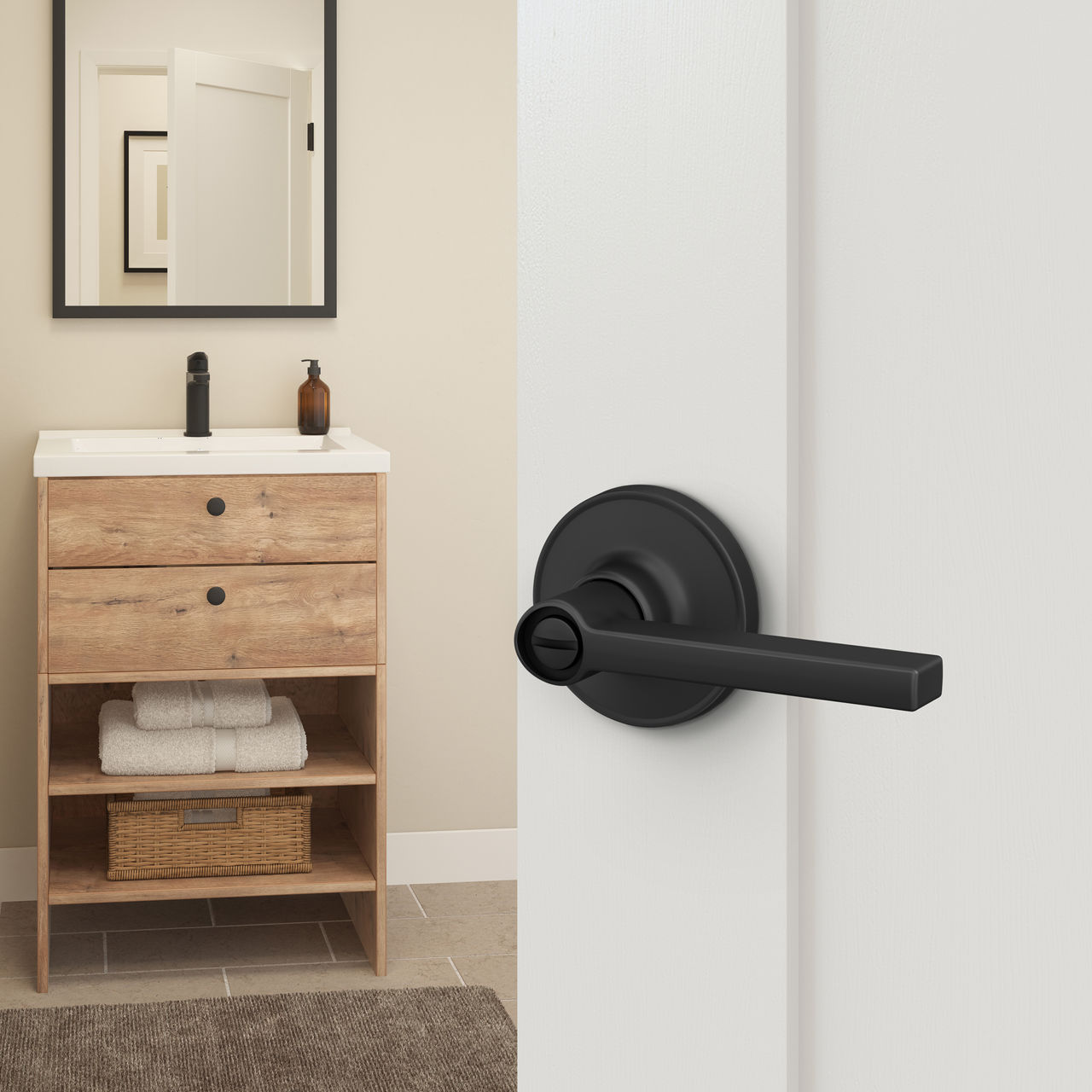 Schlage Home Essentials Hendrix Bed and Bath Locking Door Lever