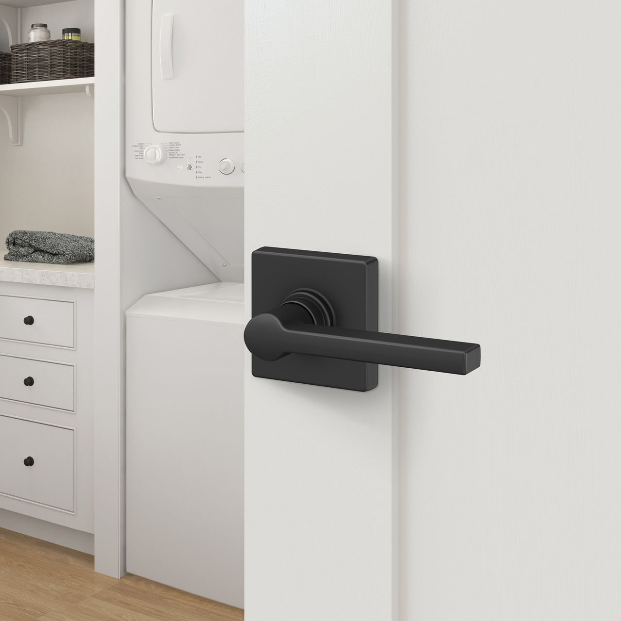 Schlage Home Essentials Hendrix Hall and Closet Passage Door Lever with Crawley Trim