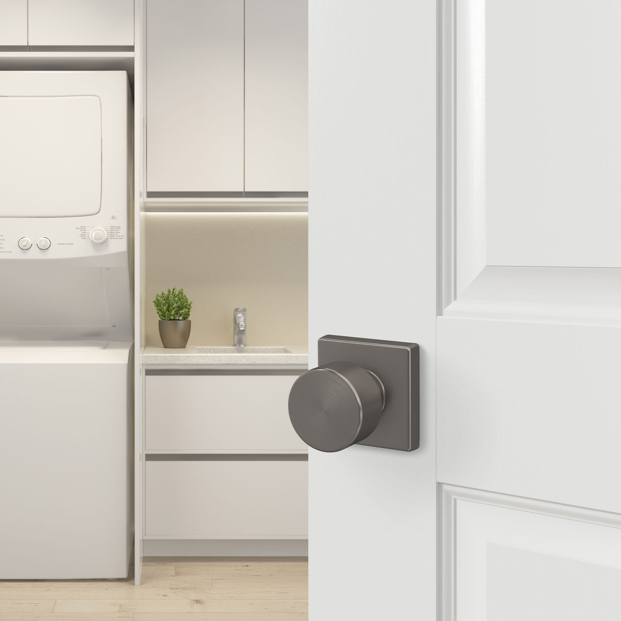 Schlage Home Essentials Realm Hall and Closet Passage Door Knob with Crawley Trim