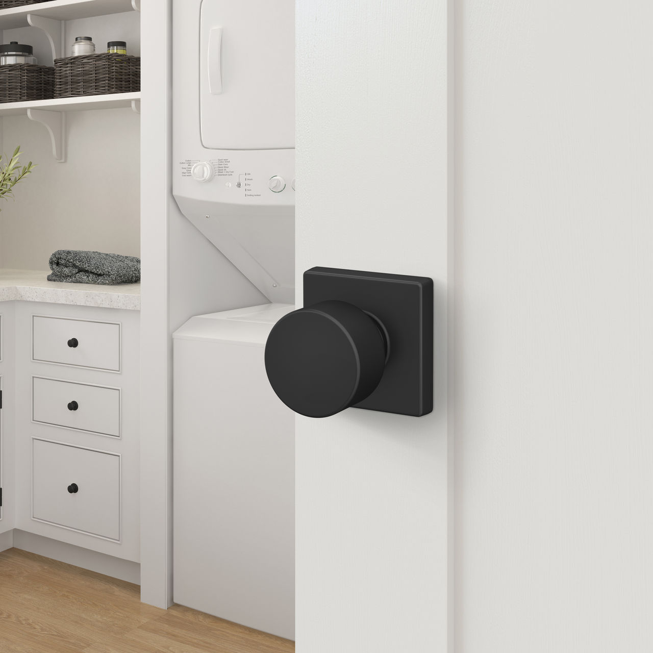 Schlage Home Essentials Realm Hall and Closet Passage Door Knob with Crawley Trim