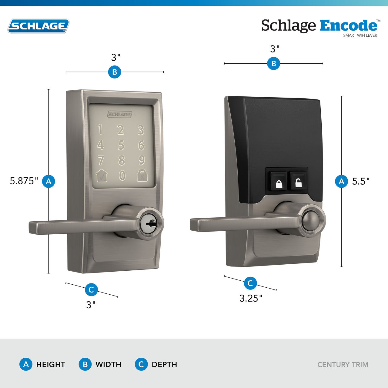 Schlage Encode™ Smart WiFi Lever with Latitude Lever