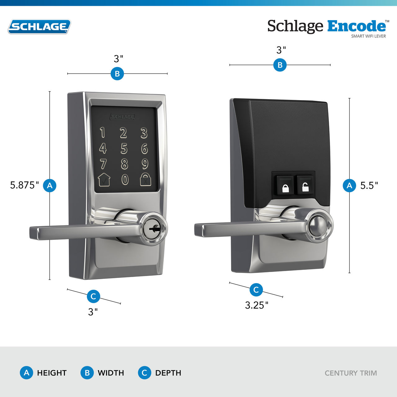 Schlage Encode™ Smart WiFi Lever with Latitude Lever