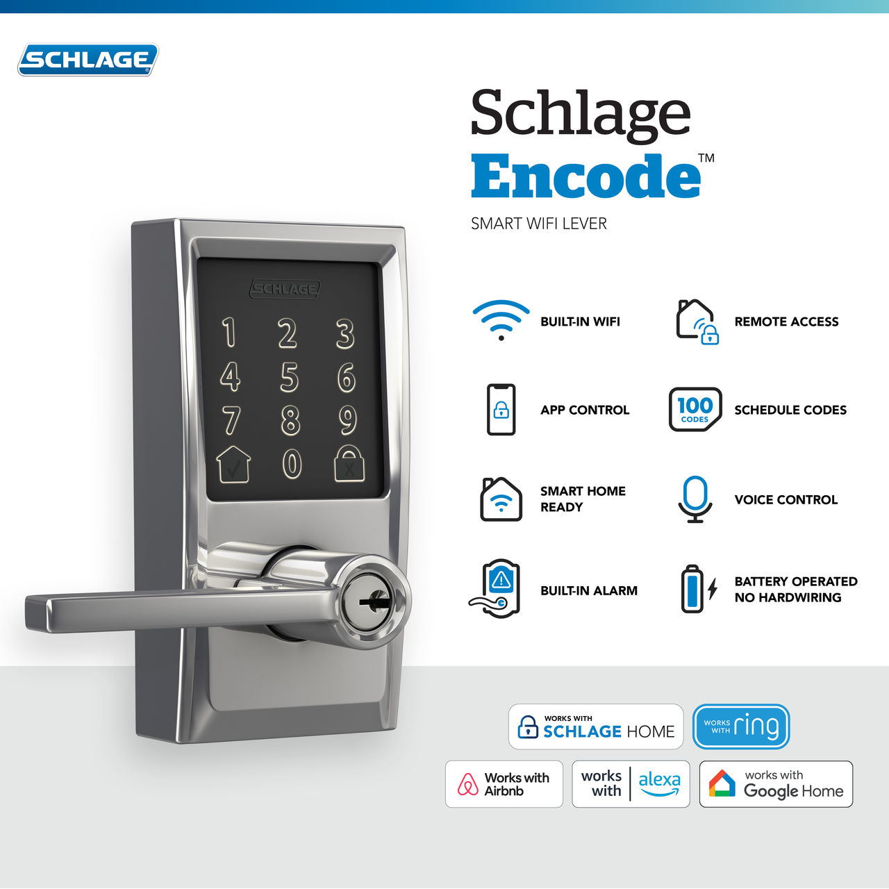 Schlage Encode™ Smart WiFi Lever with Latitude Lever