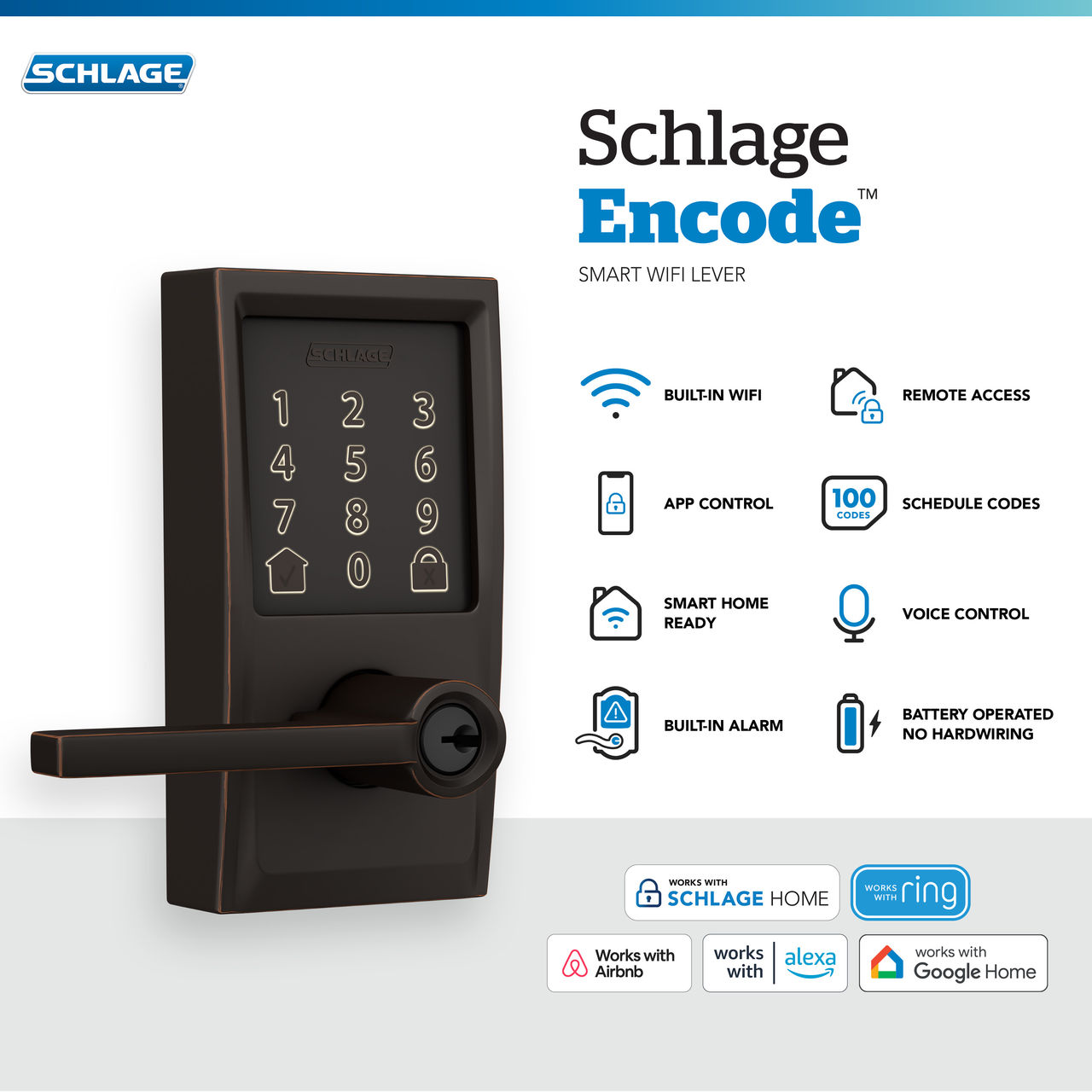 Schlage Encode™ Smart WiFi Lever with Latitude Lever