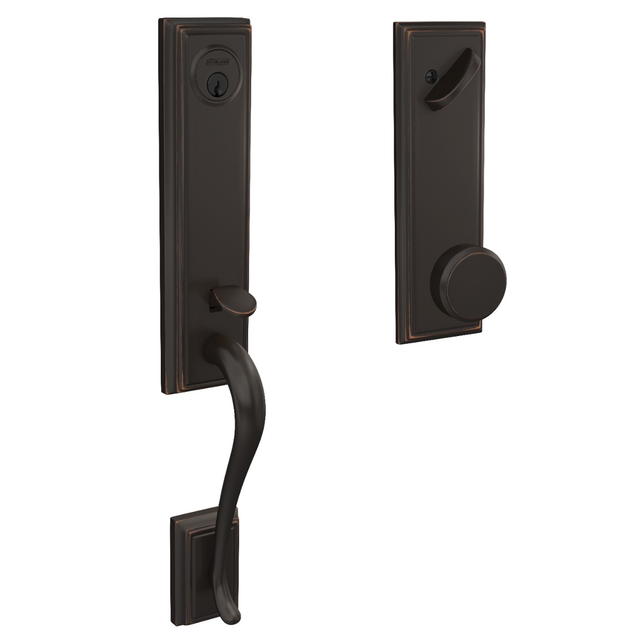 Custom 3/4 Trim Single Cylinder Handleset and Bowery Knob with Addison Trim