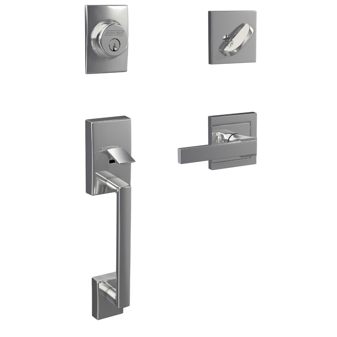 Custom Single Cylinder Handleset and Northbrook Lever with Upland Trim