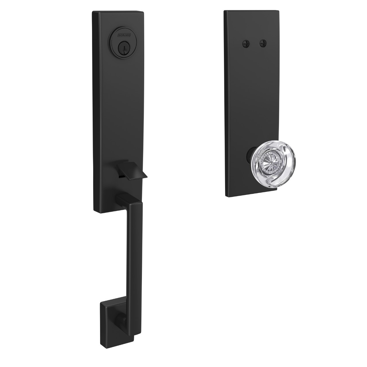 Custom 3/4 trim Inactive Handleset and Hobson Glass Knob with Century Trim