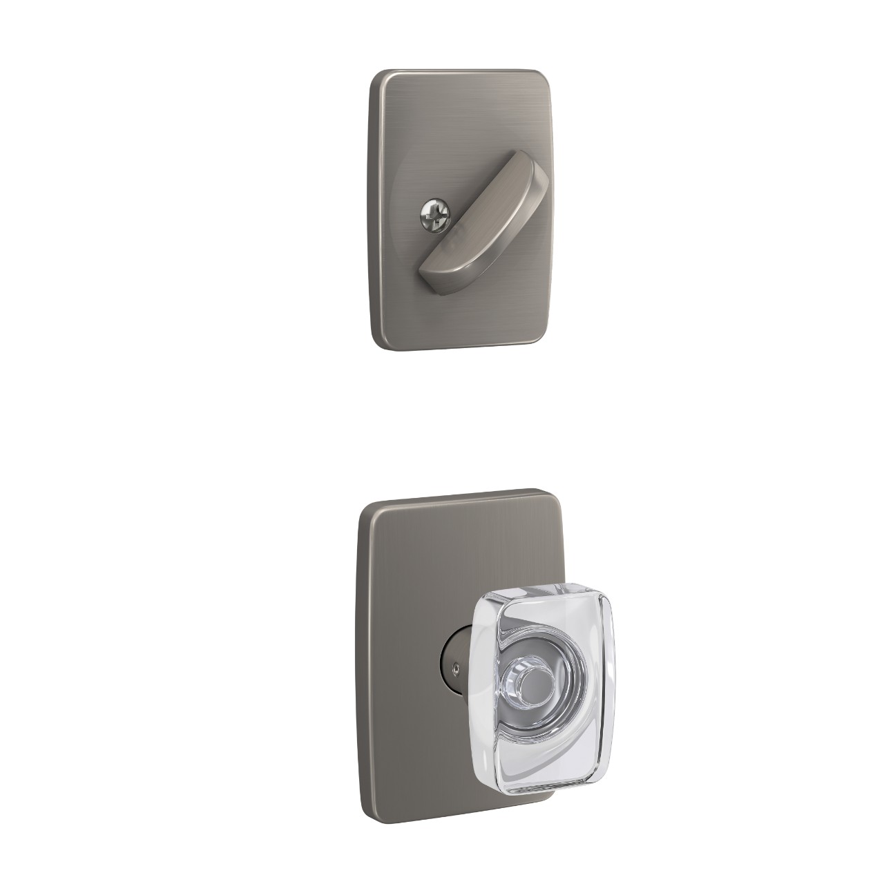 Single Cylinder Handleset Interior with Caine Glass Knob