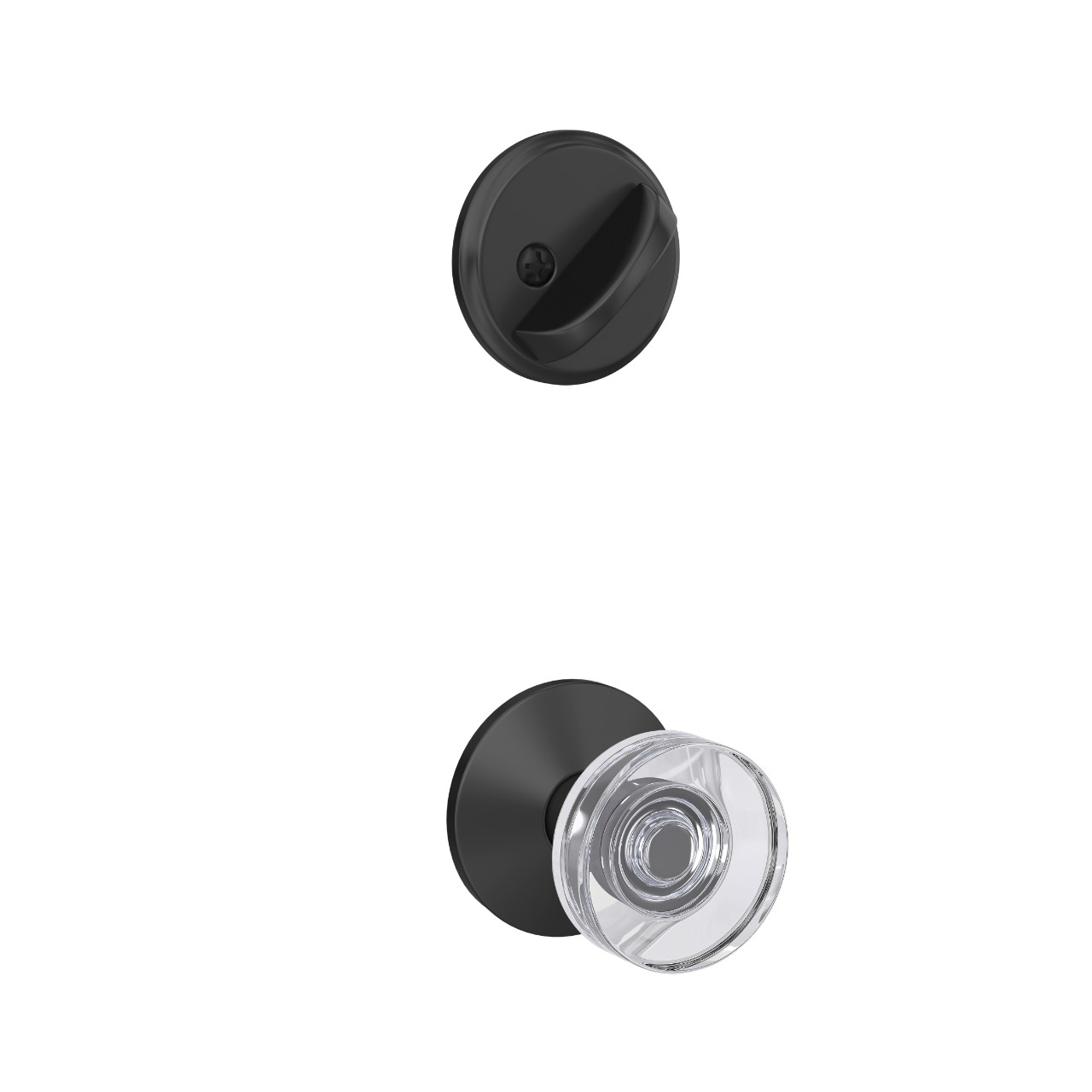 Single Cylinder Handleset Interior with Dawes Glass Knob