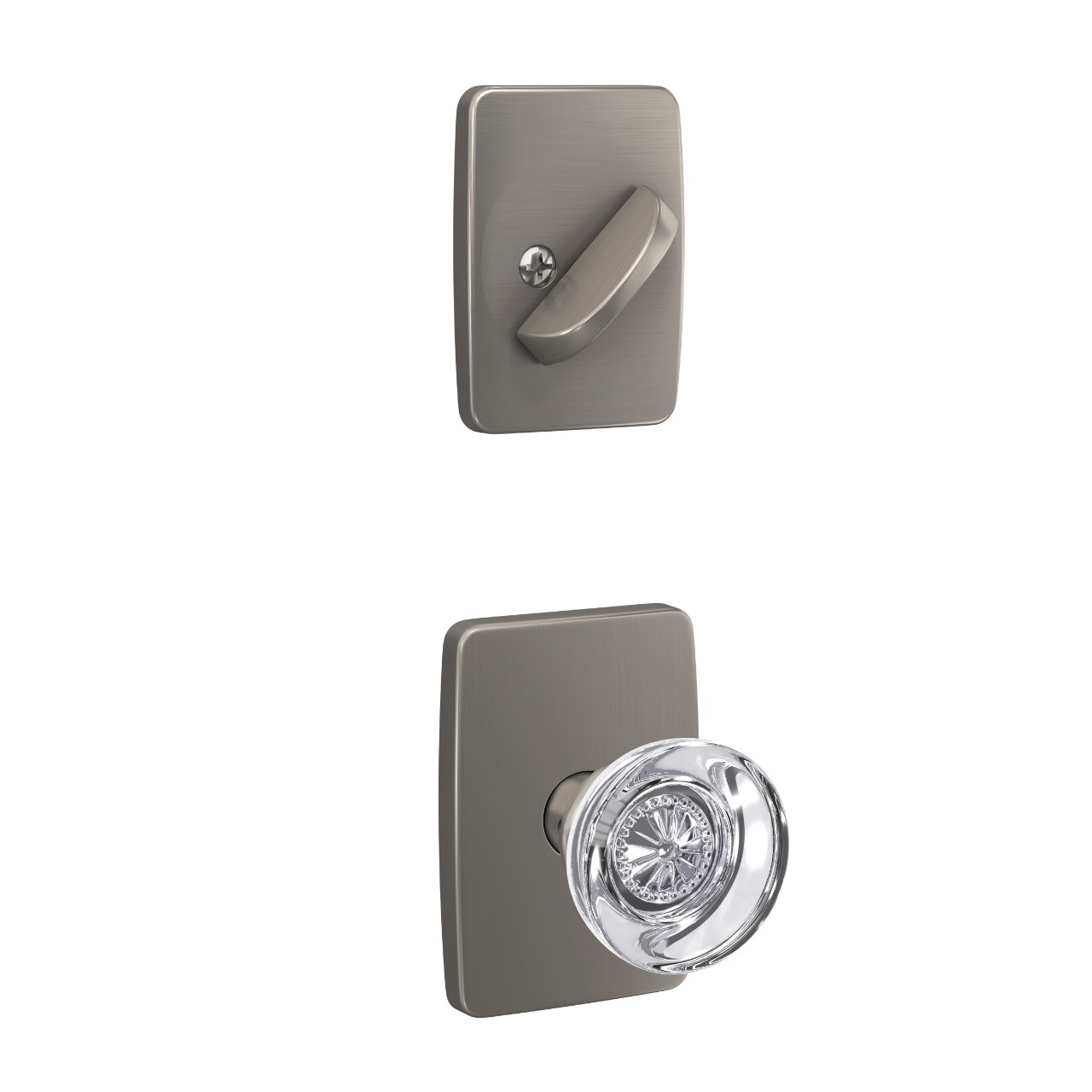 Single Cylinder Handleset Interior with Hobson Glass Knob