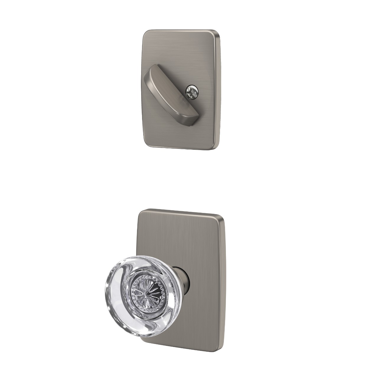Single Cylinder Handleset Interior with Hobson Glass Knob
