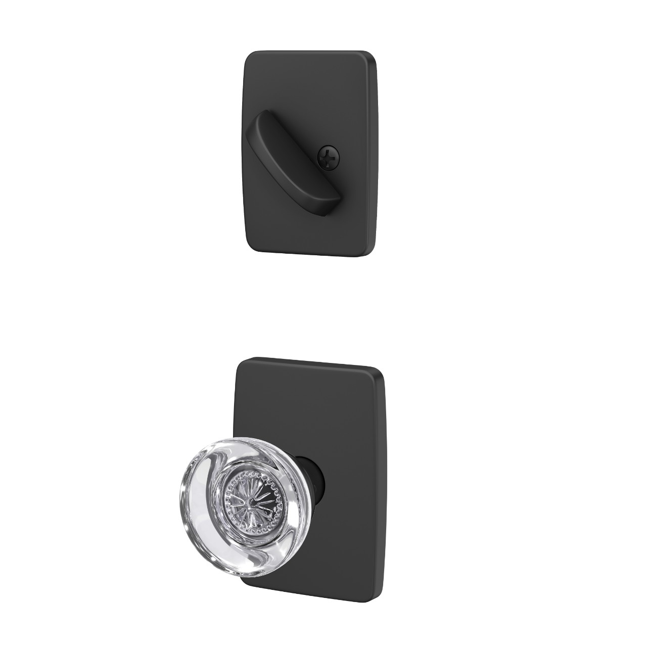 Single Cylinder Handleset Interior with Hobson Glass Knob