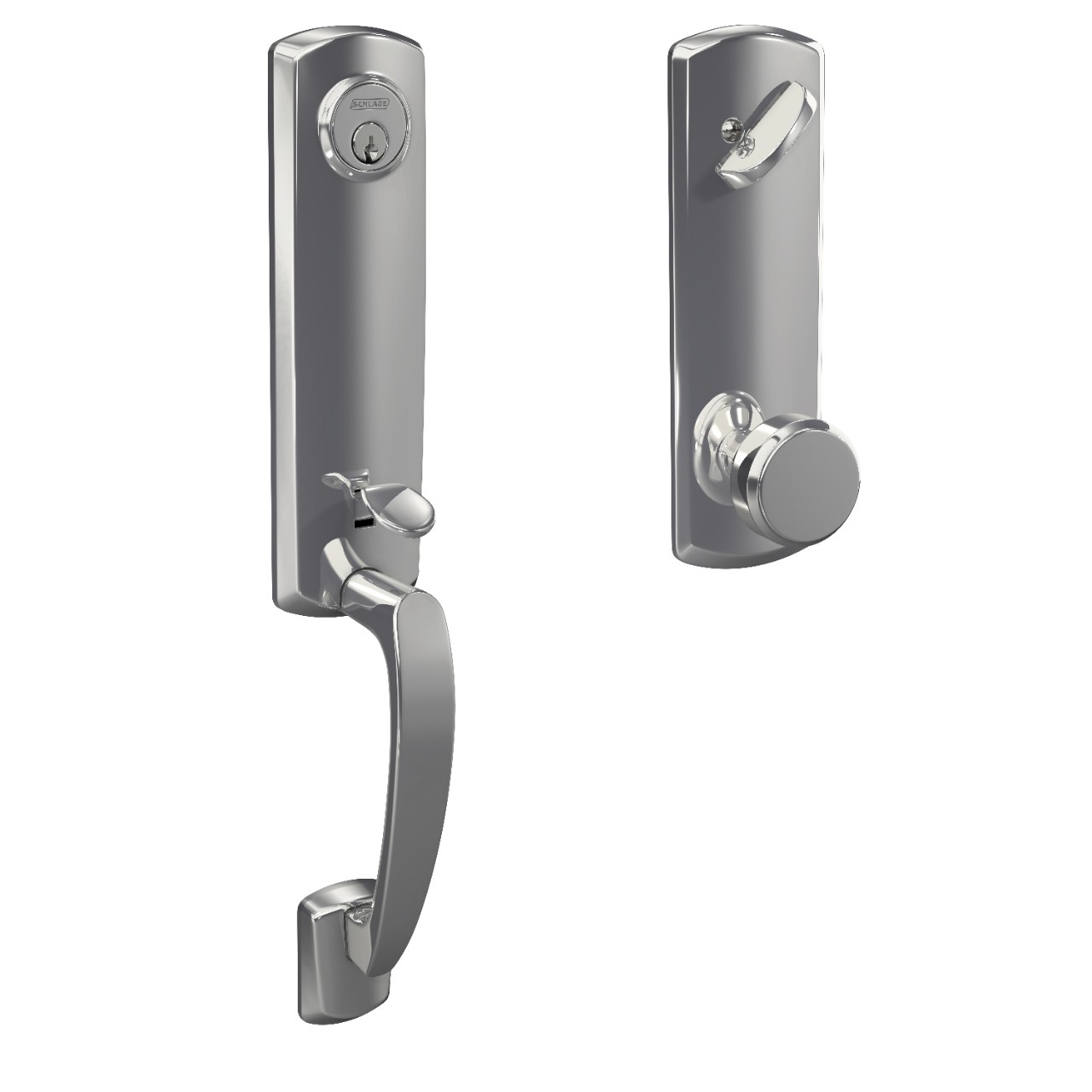 Custom 3/4 Trim Single Cylinder Handleset and Bowery Knob with Greenwich Trim