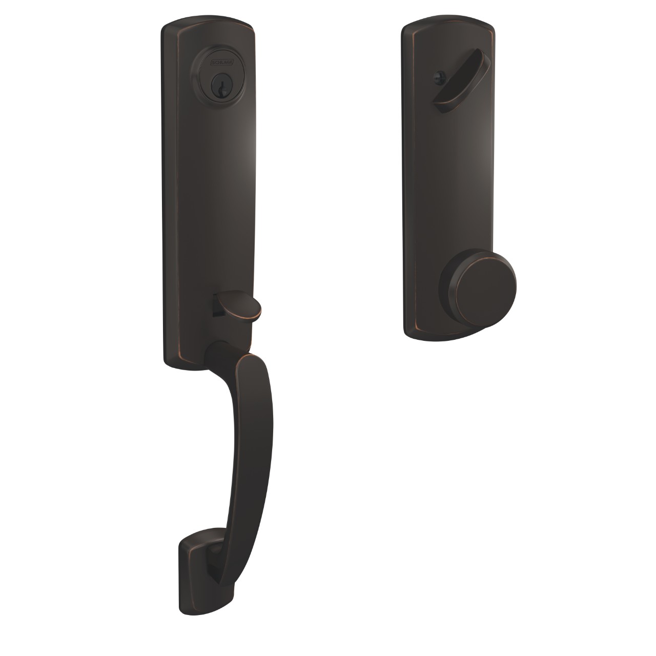 Custom 3/4 Trim Single Cylinder Handleset and Bowery Knob with Greenwich Trim