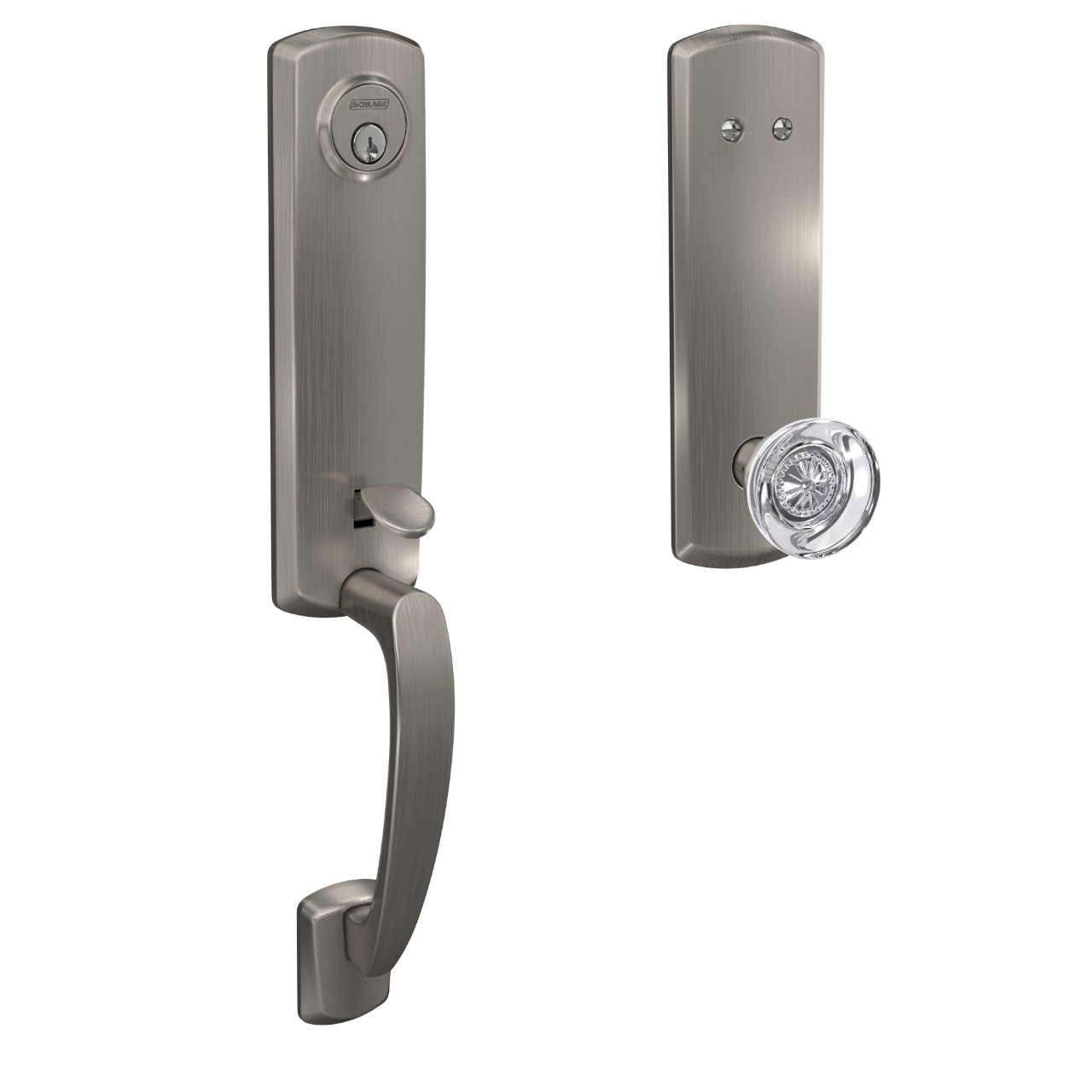 Custom 3/4 trim Inactive Handleset and Hobson Glass Knob with Greenwich Trim