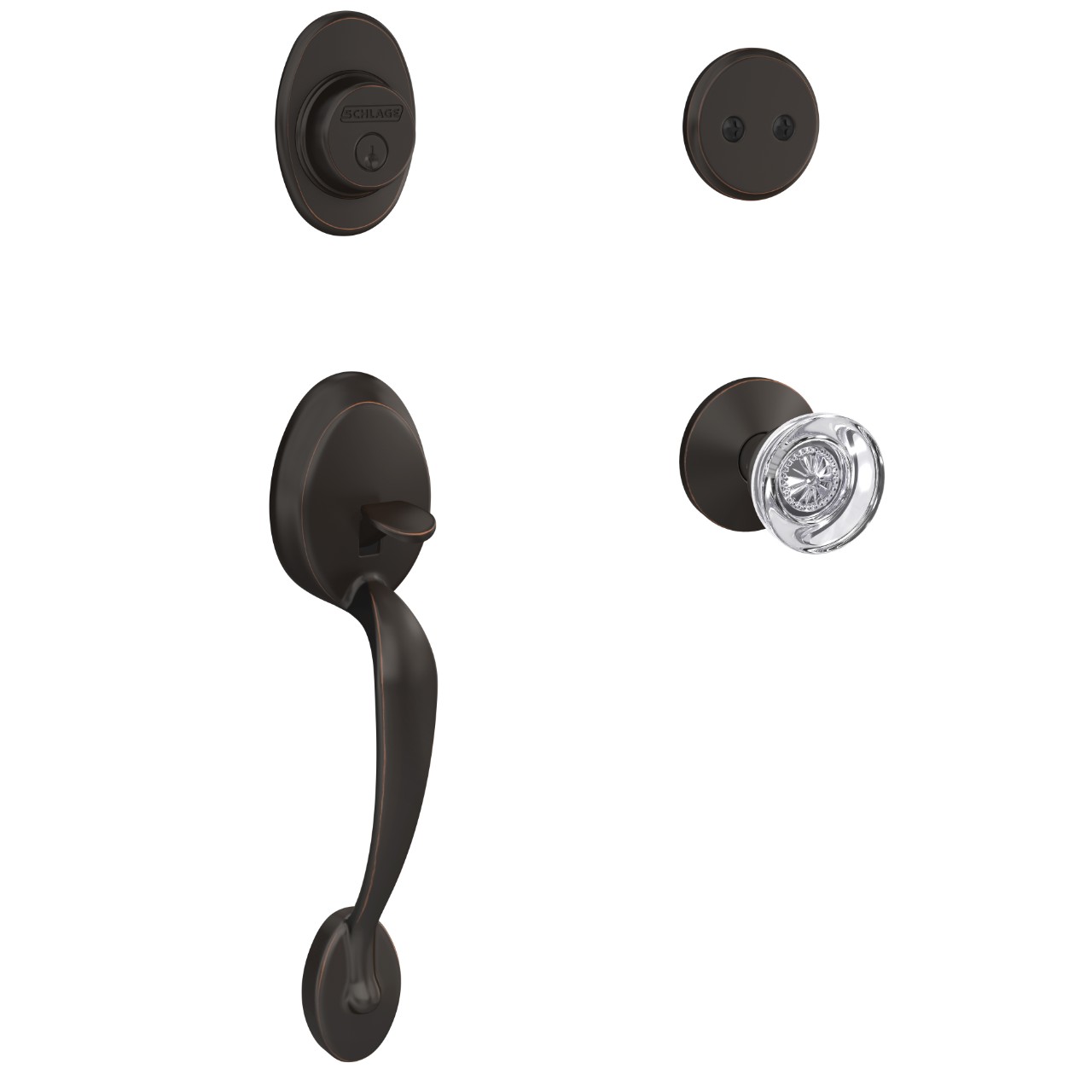 Custom Inactive Handleset and Hobson Glass Knob with Kinsler Trim