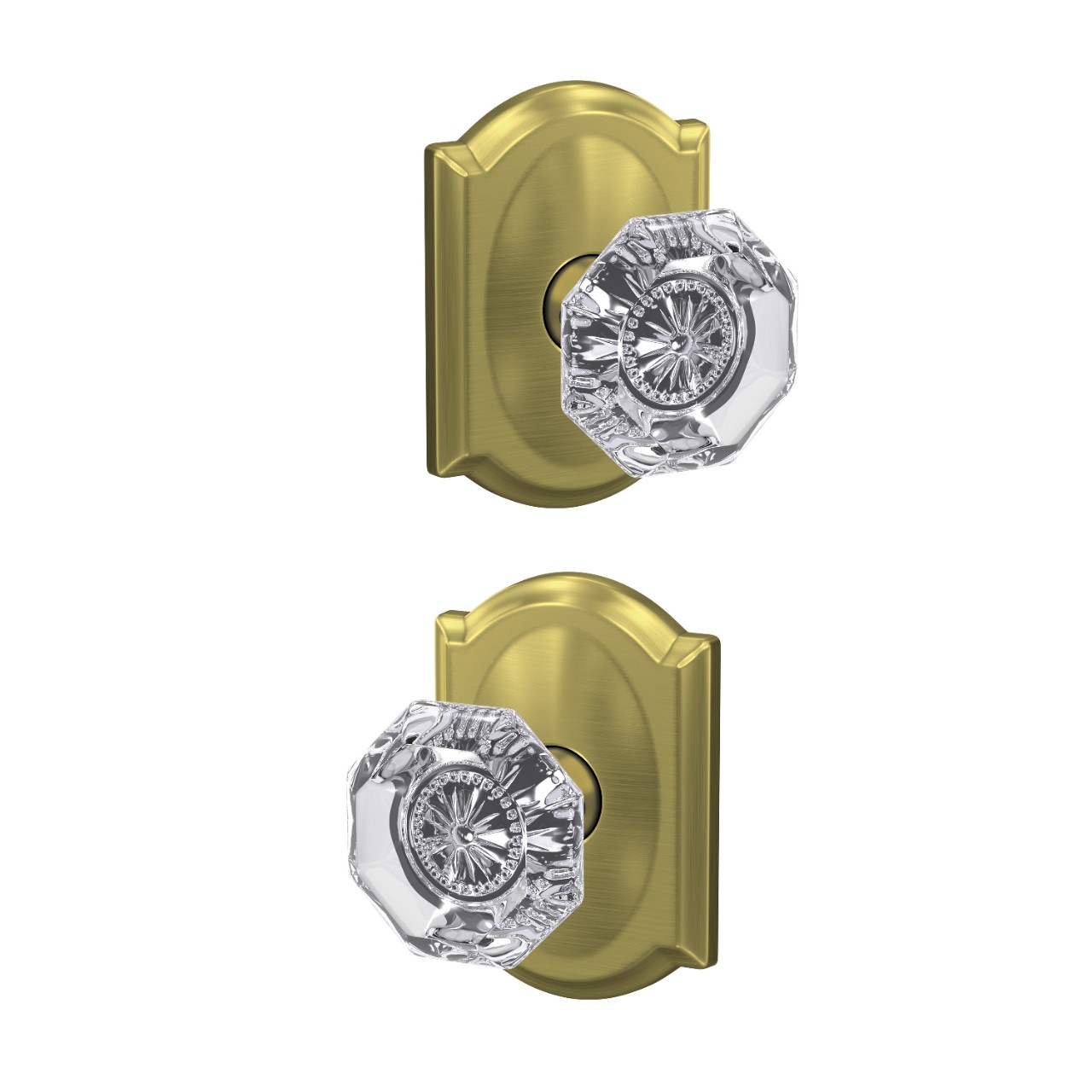 Custom Alexandria Glass Knob Combined Interior Hall-Closet and Bed-Bath Lock