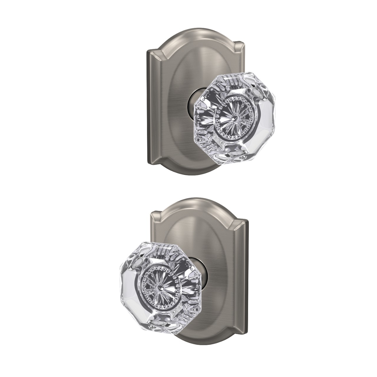 Custom Alexandria Glass Knob Combined Interior Hall-Closet and Bed-Bath Lock