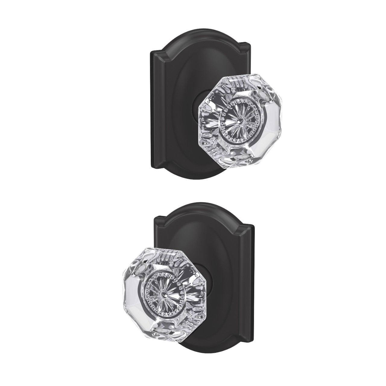 Custom Alexandria Glass Knob Combined Interior Hall-Closet and Bed-Bath Lock