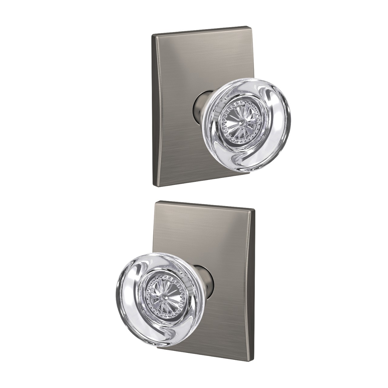 Custom Hobson Glass Knob Combined Interior Hall-Closet and Bed-Bath Lock