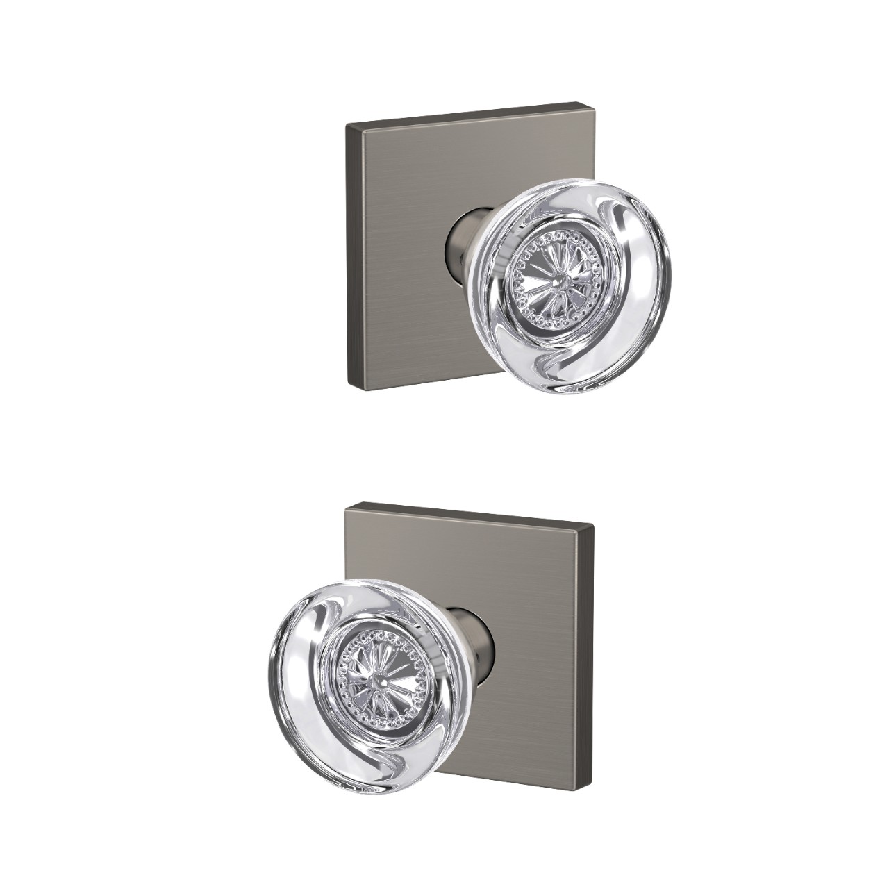 Custom Hobson Glass Knob Combined Interior Hall-Closet and Bed-Bath Lock