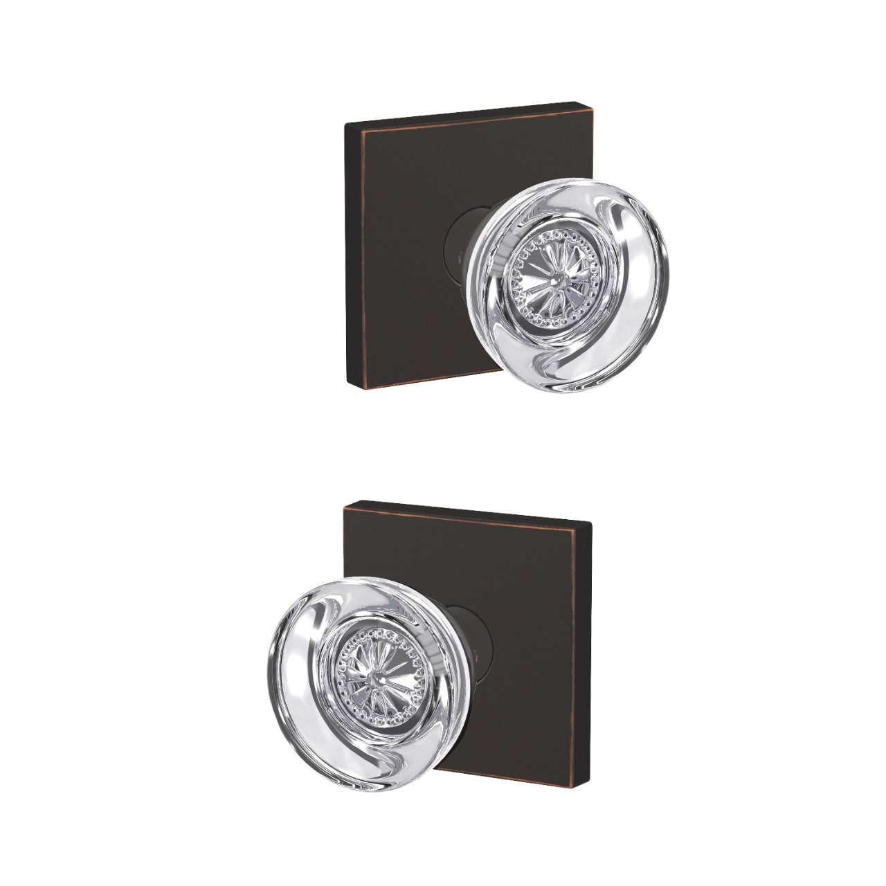 Custom Hobson Glass Knob Combined Interior Hall-Closet and Bed-Bath Lock