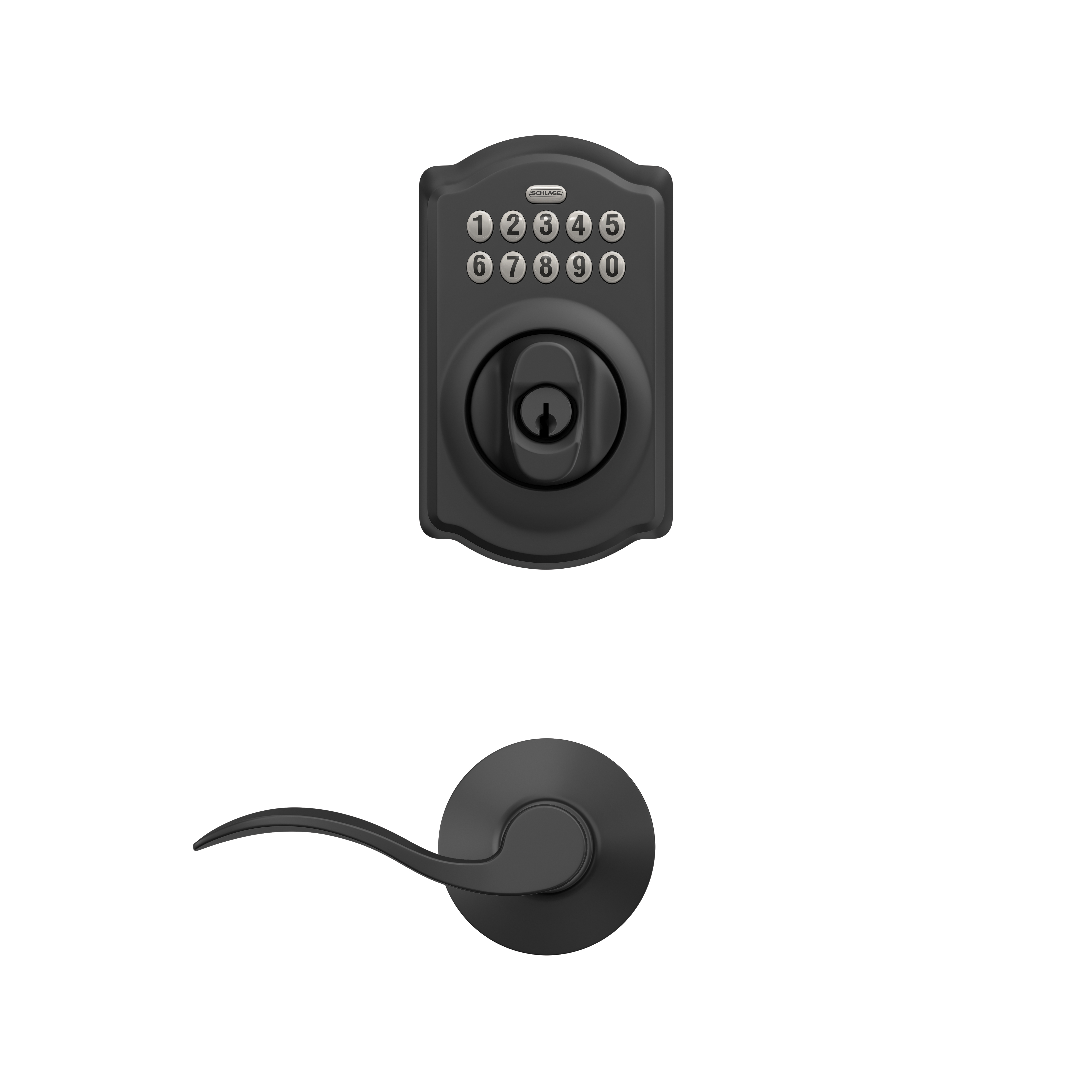 Keypad Deadbolt paired with Accent Passage Lever