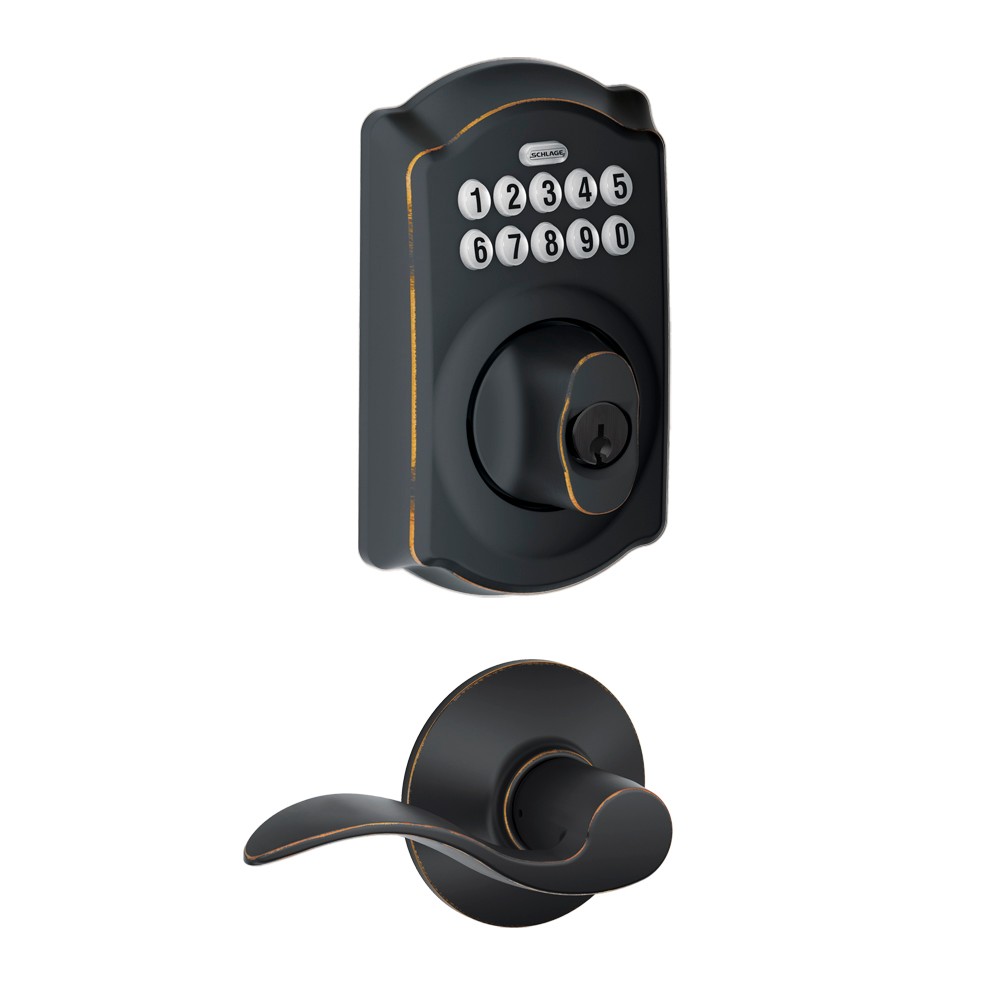 Keypad Deadbolt paired with Accent Passage Lever