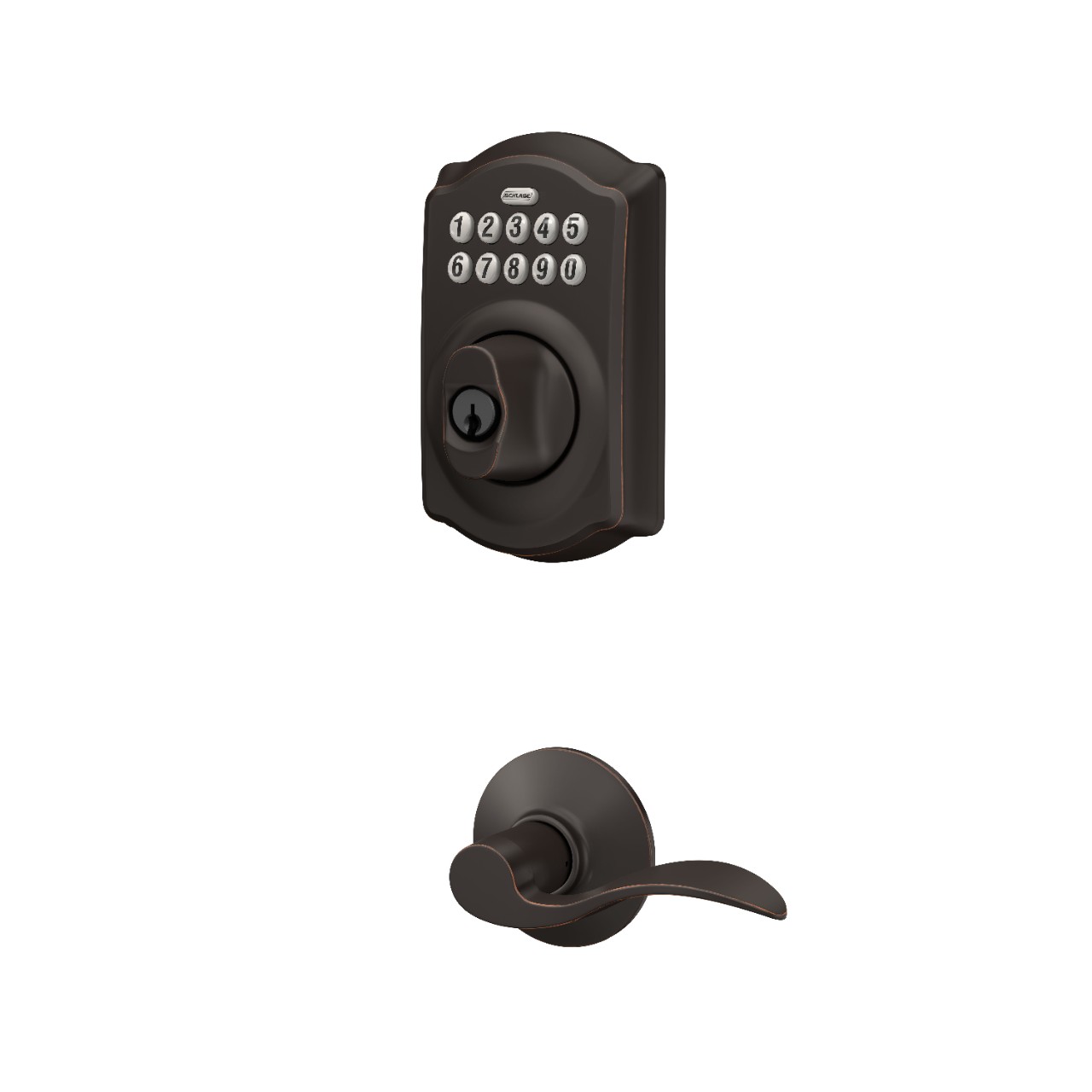 Keypad Deadbolt paired with Accent Passage Lever