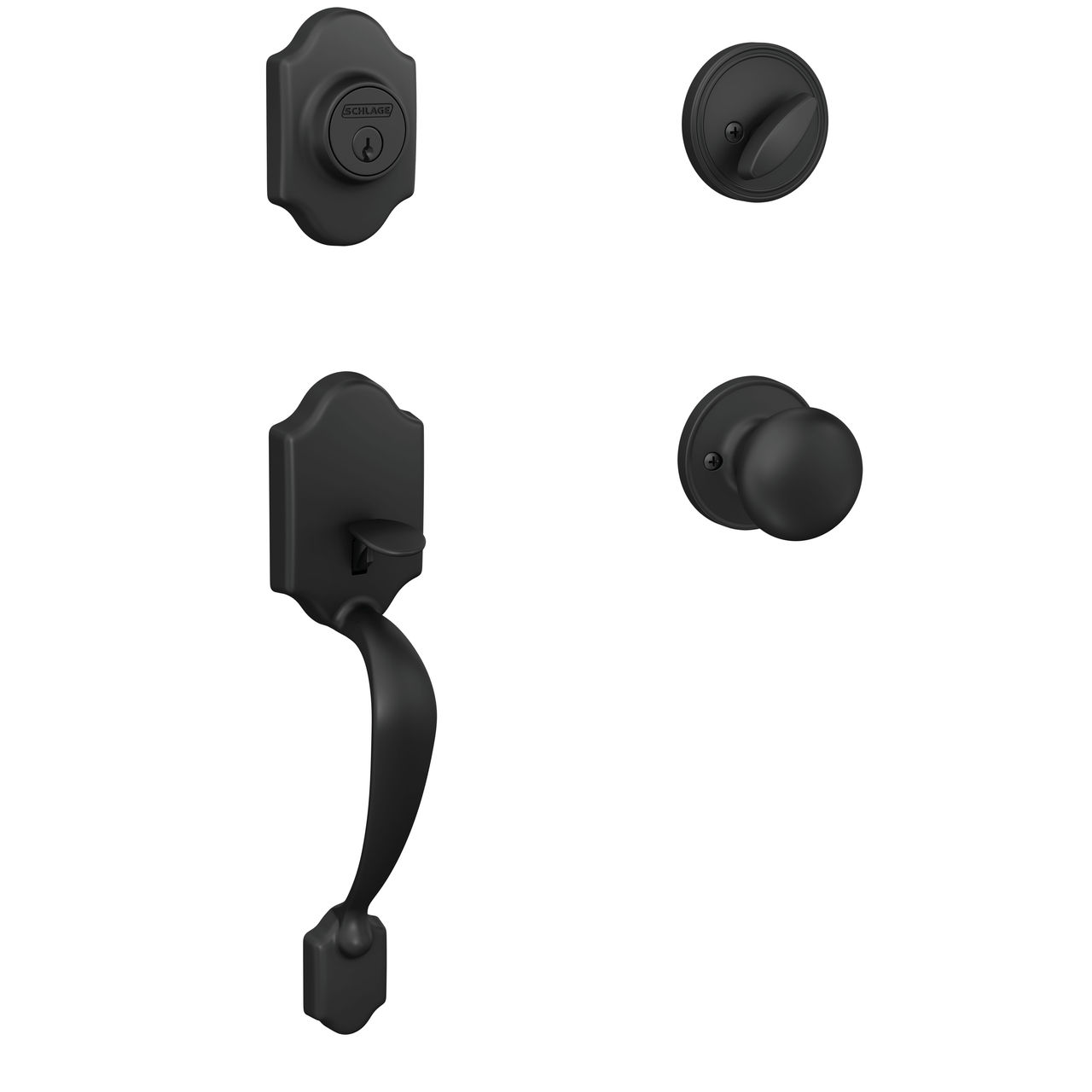 Schlage Home Essentials Nobleton Single Cylinder Handleset and Marwood Knob
