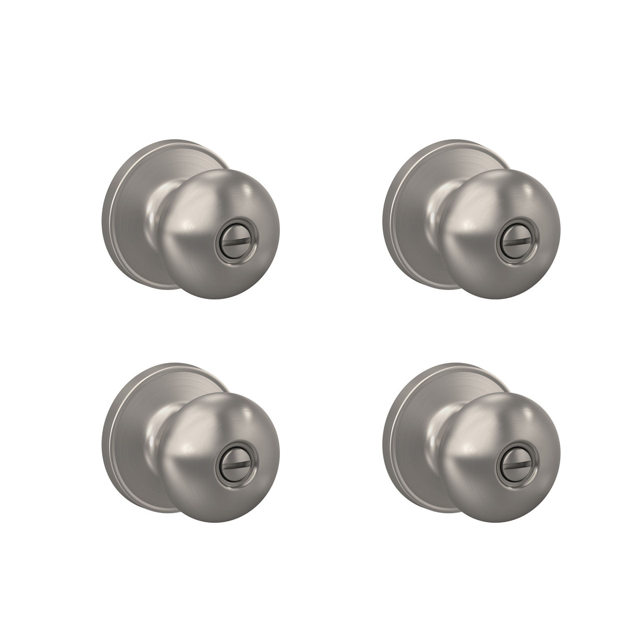 Schlage Home Essentials Marwood Bed and Bath Locking Door Knob, 4-Pack