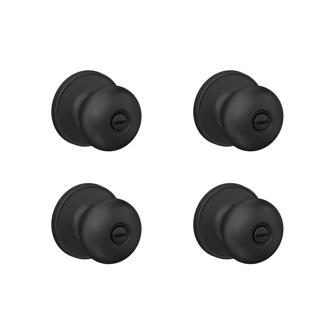 Schlage Home Essentials Marwood Bed and Bath Locking Door Knob, 4-Pack