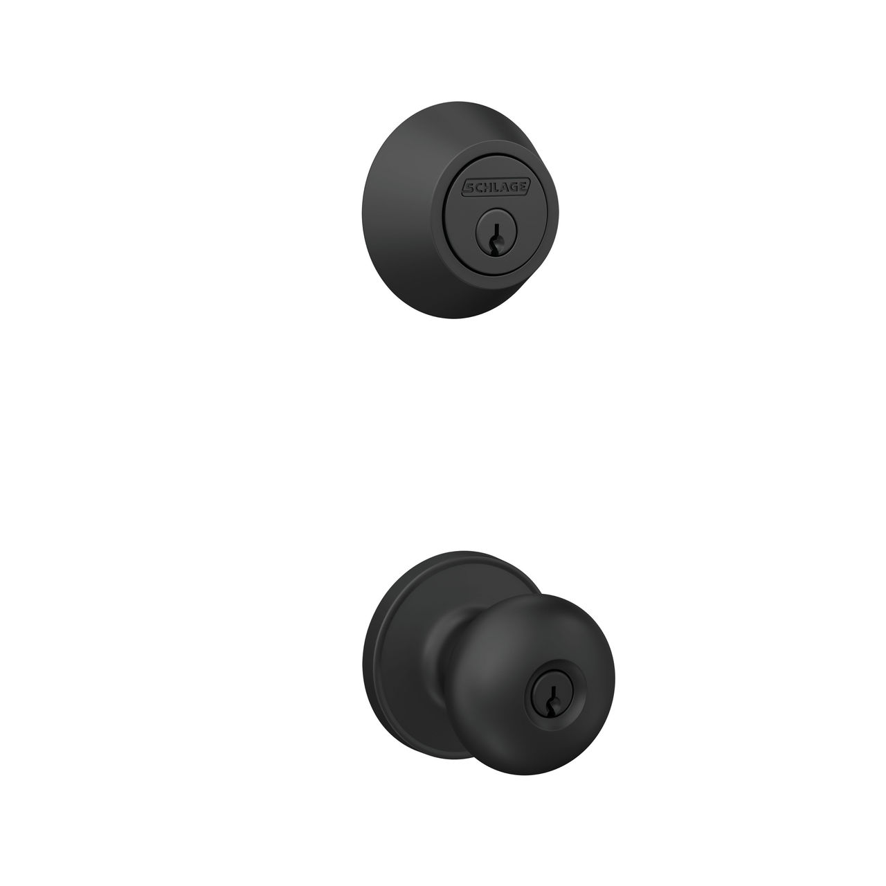 Schlage Home Essentials Single Cylinder Deadbolt and Marwood Keyed Entry Door Knob