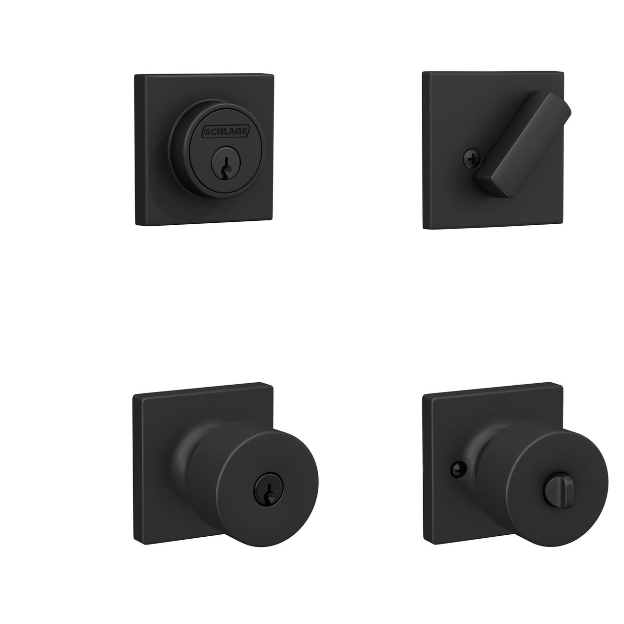 Schlage Home Essentials Single Cylinder Deadbolt and Realm Keyed Entry Door Knob with Crawley Trim