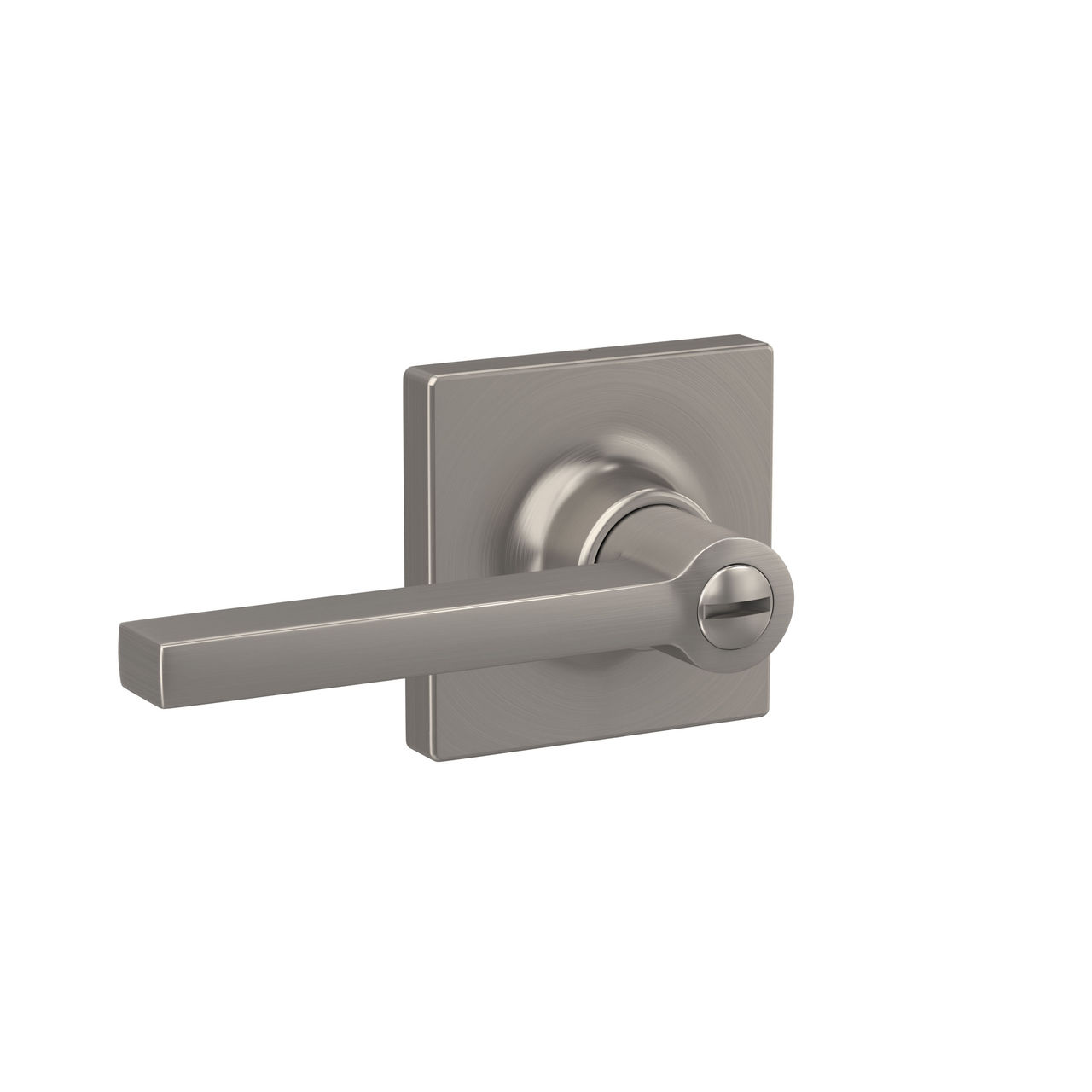 Schlage Home Essentials Hendrix Bed and Bath Locking Door Lever with Crawley Trim